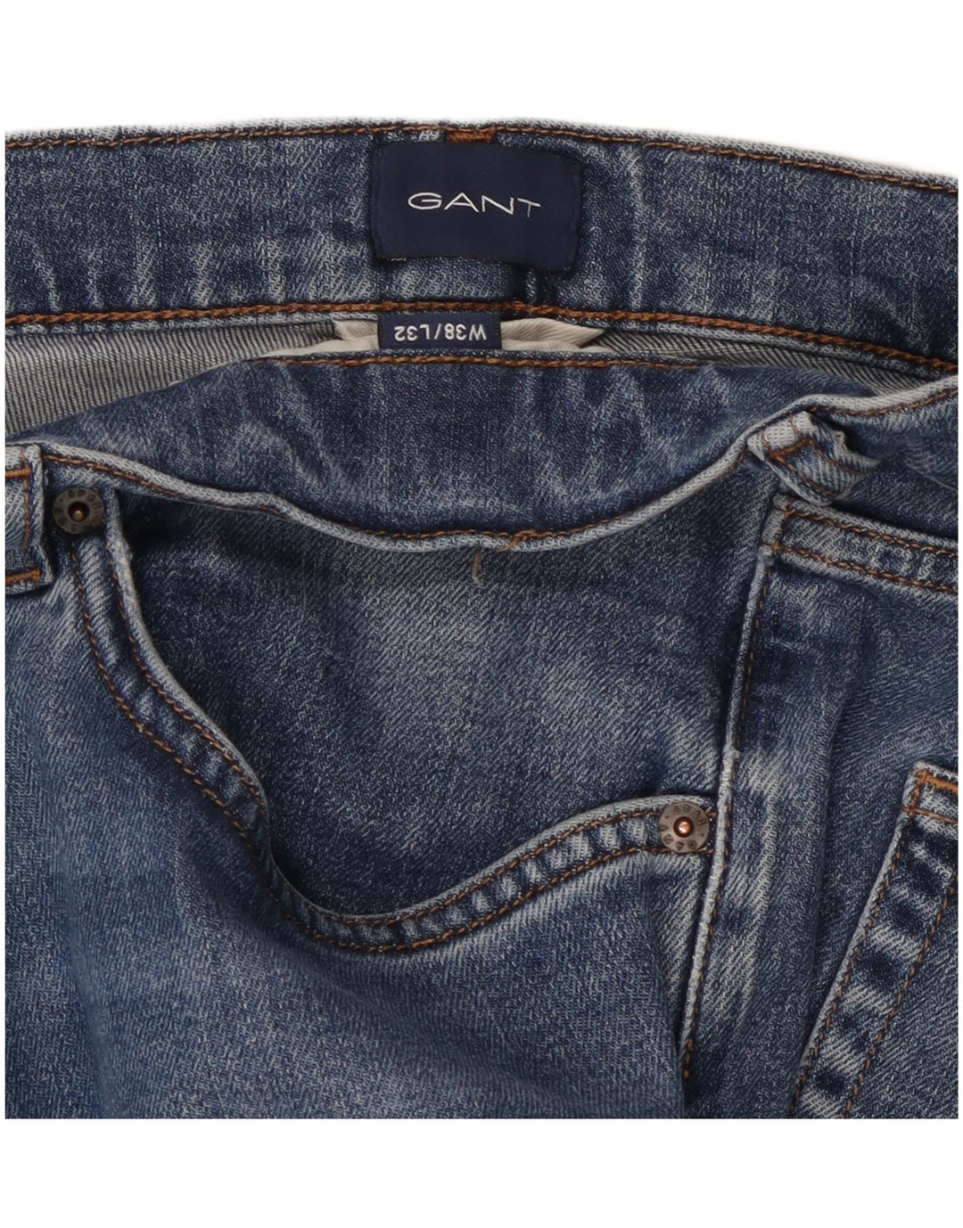 GANT Straight Jeans til mænd W38 L32 Blå Bomuld