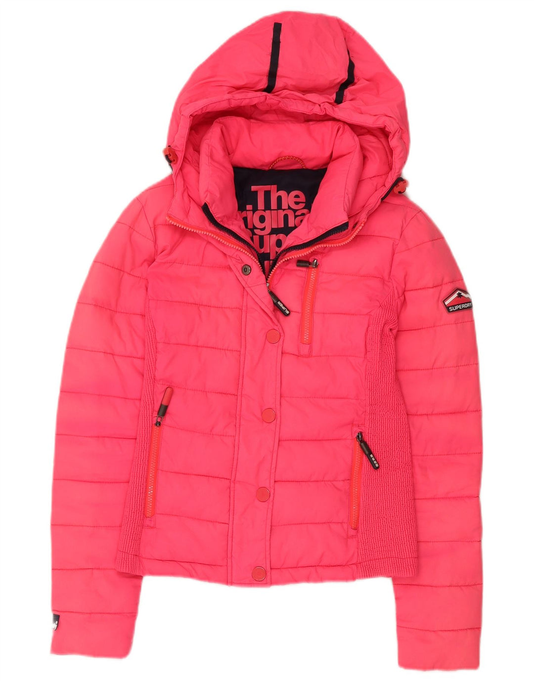 SUPERDRY Polstret hættejakke til kvinder UK 10 Small Pink Nylon