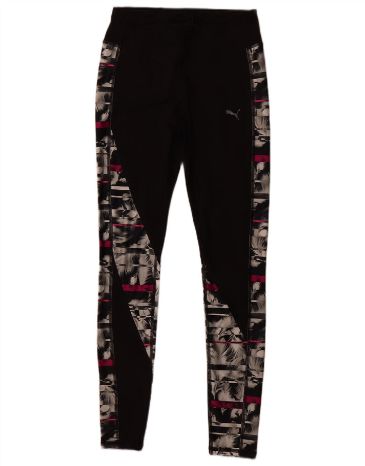 PUMA Womens Graphic Leggings UK 8 Small Black Polyester
