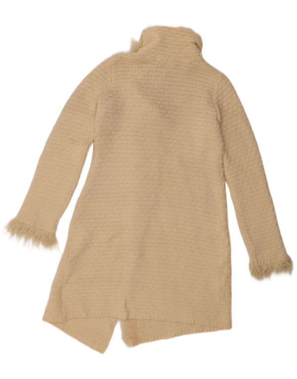 Zara Womens Longline Cardigan Sweater UK 12 Medium Off White Uld