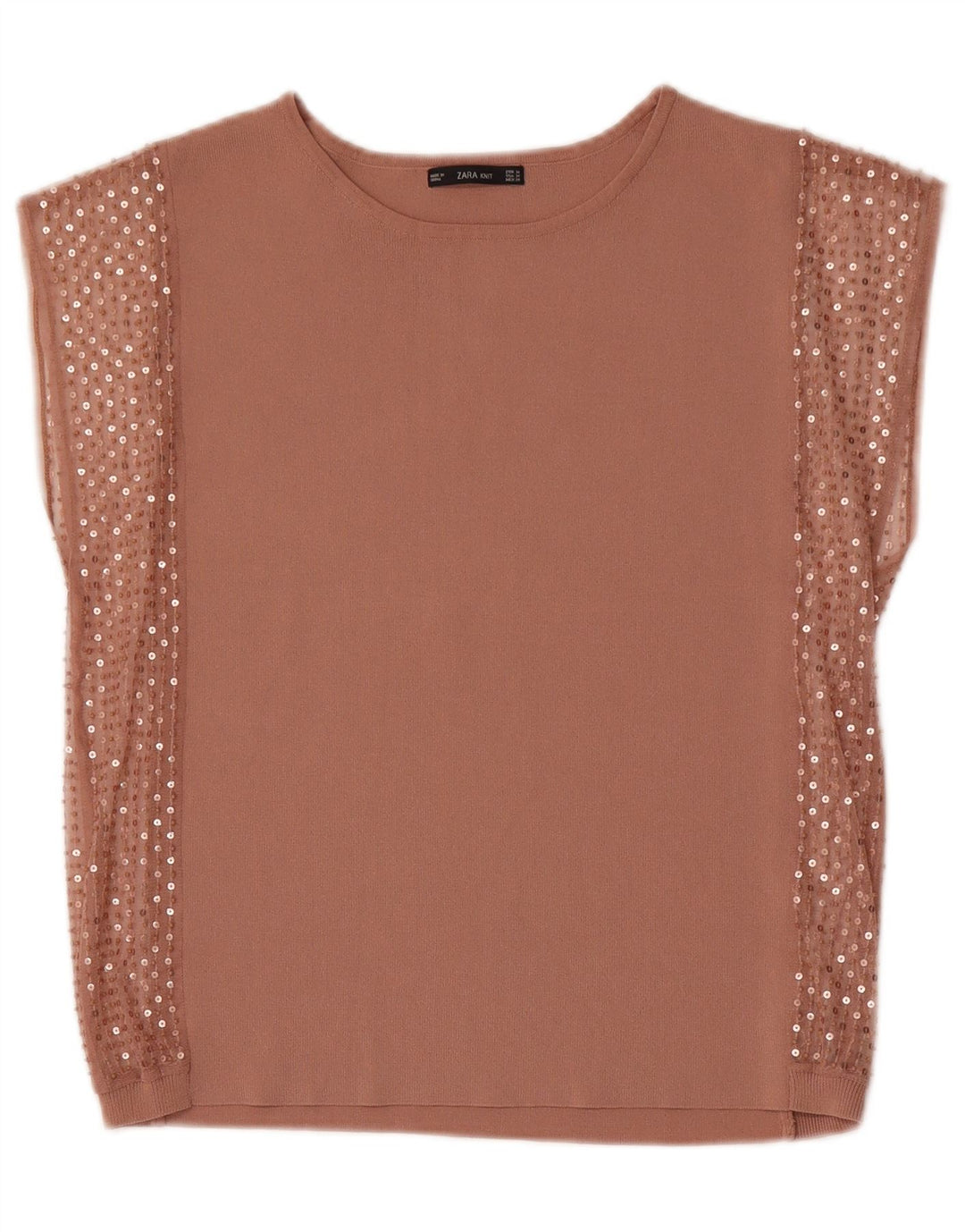 Zara Dame Bluse Top UK 14 Medium Beige