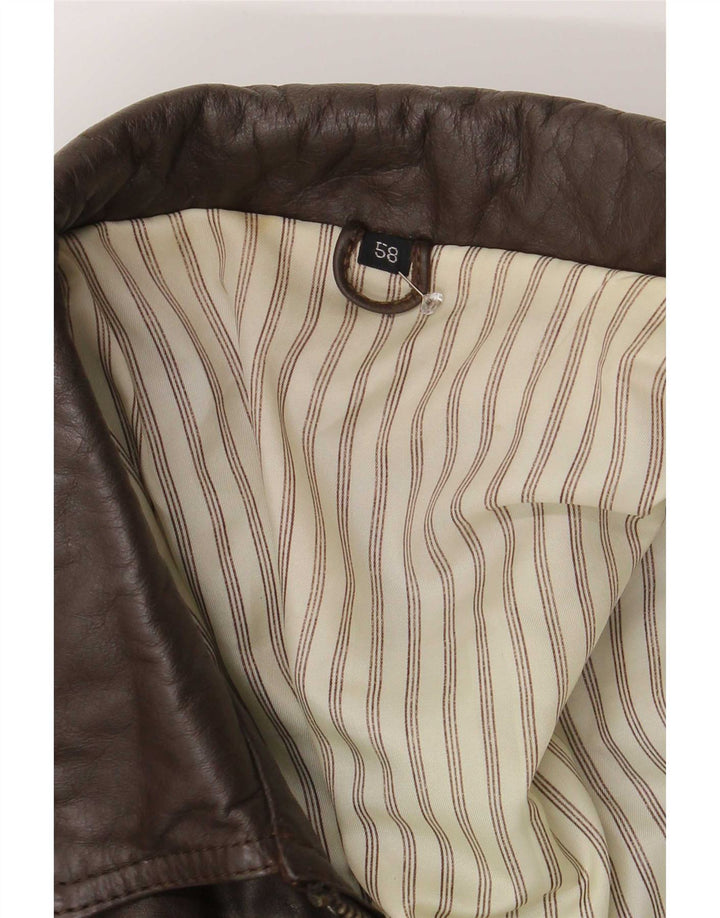 Vintage Herre Bomber Læderjakke IT 58 4XL Brun