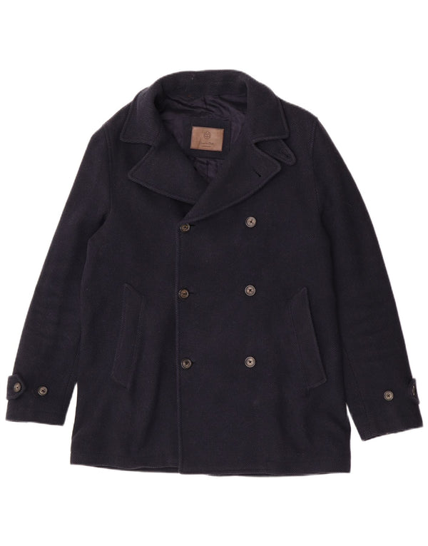 Massimo Dutti Herre Ærtefrakke UK 38 Medium Marineblå Uld