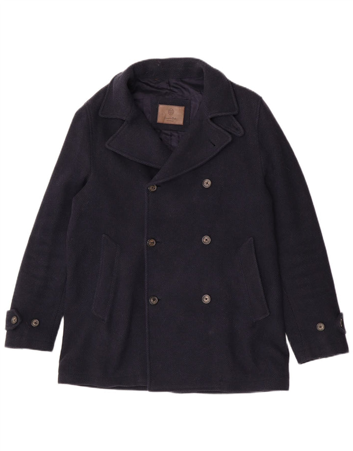 Massimo Dutti Herre Ærtefrakke UK 38 Medium Marineblå Uld