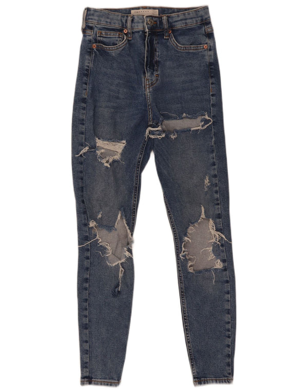 Topshop Dame Jamie Distressed Skinny Jeans W26 L26 Blå Bomuld