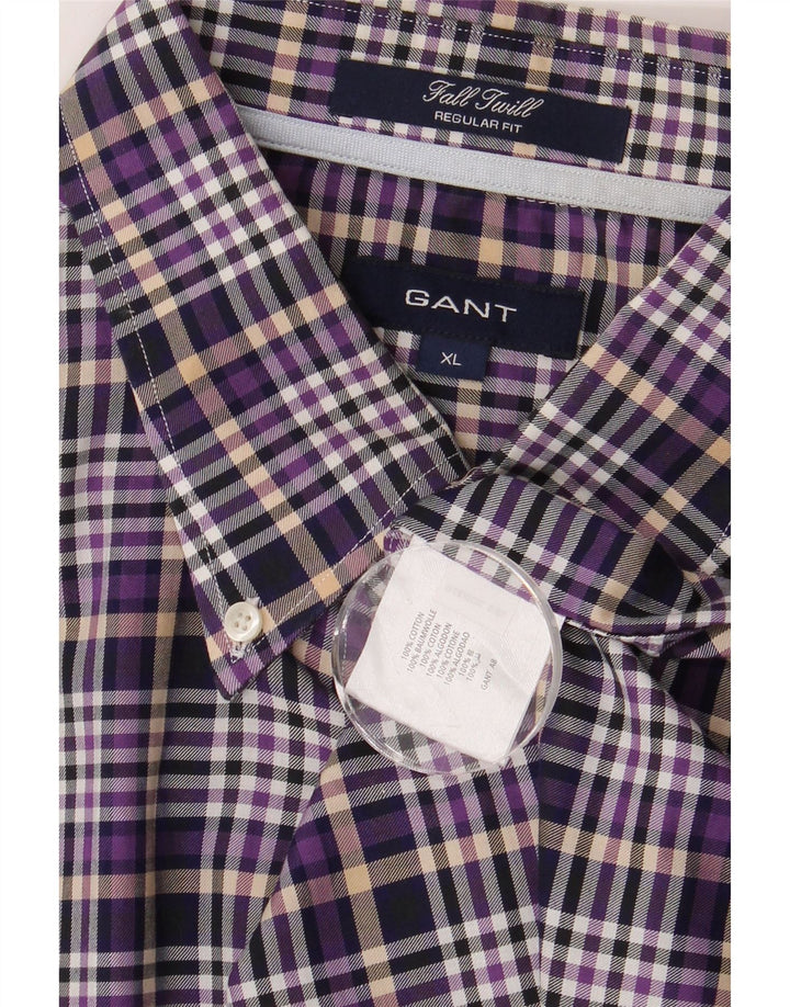 GANT Herre Regular Fit Flanellskjorte XL Lilla ternet bomuld