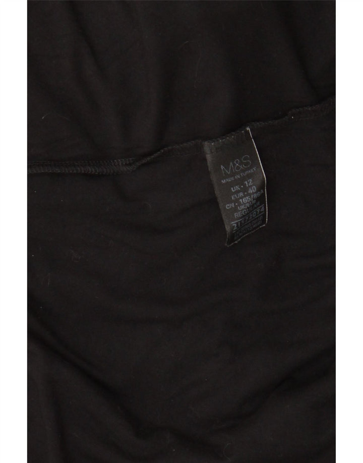 Marks & Spencer Dame Langærmet A-line Kjole UK 12 Medium Black Viscose