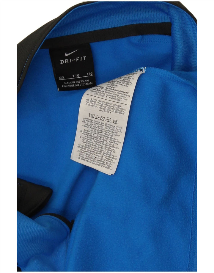 Nike Herre Dri Fit Grafisk Pullover Træningsdragt Top 2XL Blå Colourblock