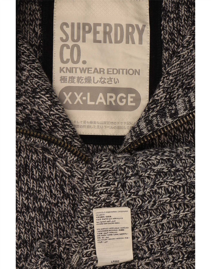 Superdry Sweater med lynlås til mænd 2XL Grå Flecked Acryl