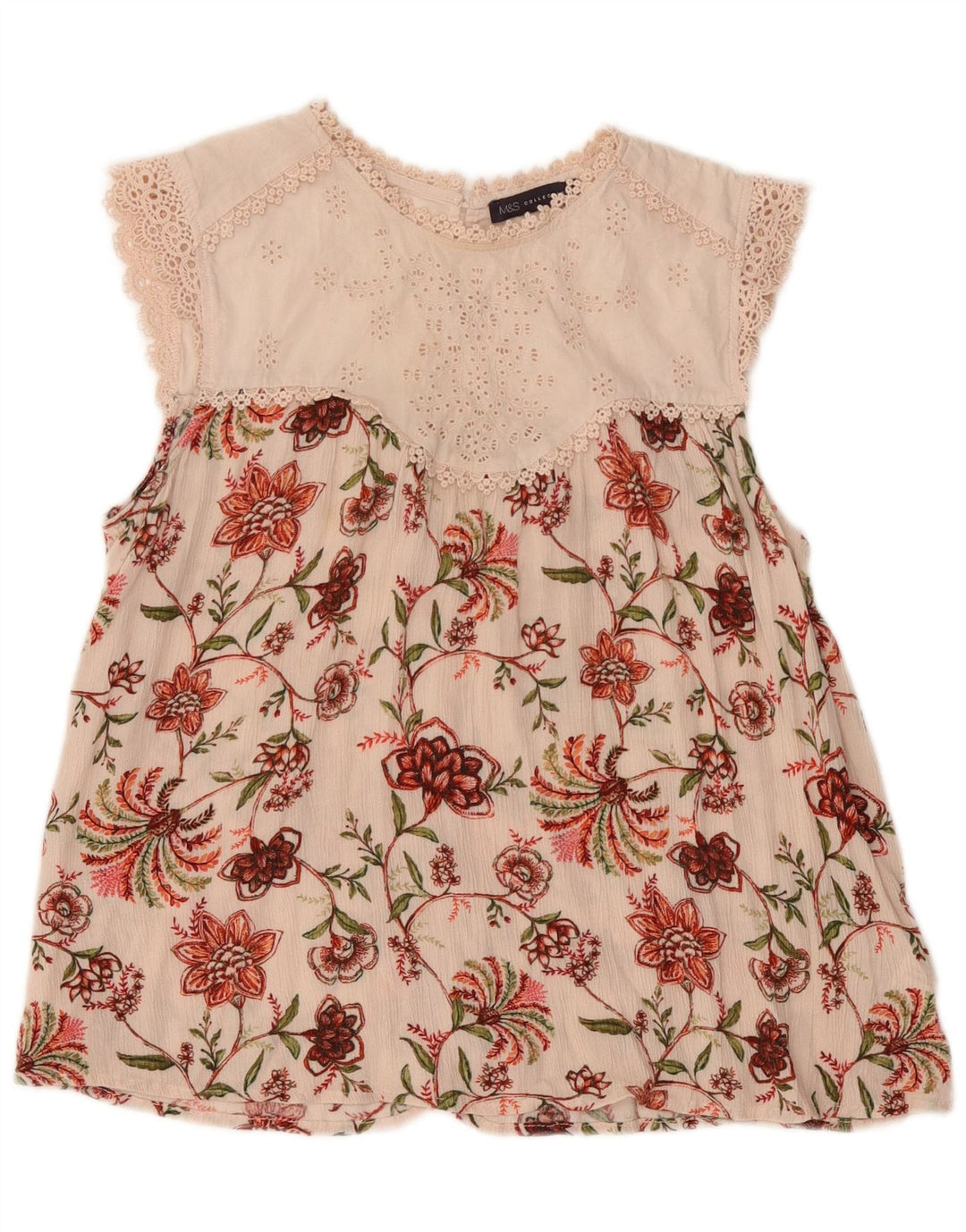 Marks & Spencer Damebluse Top UK 14 Medium Pink Floral Viscose