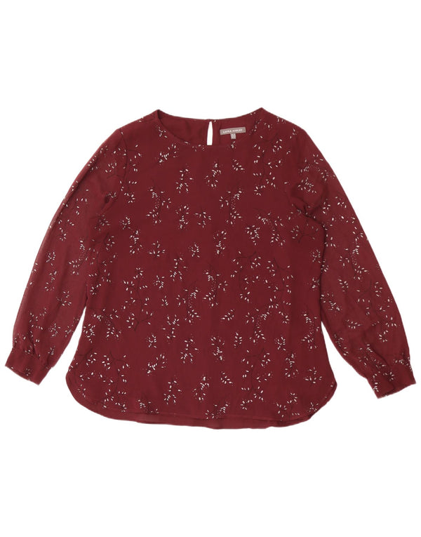 Laura Ashley Damebluse Top UK 16 Large Burgundy Floral Polyester