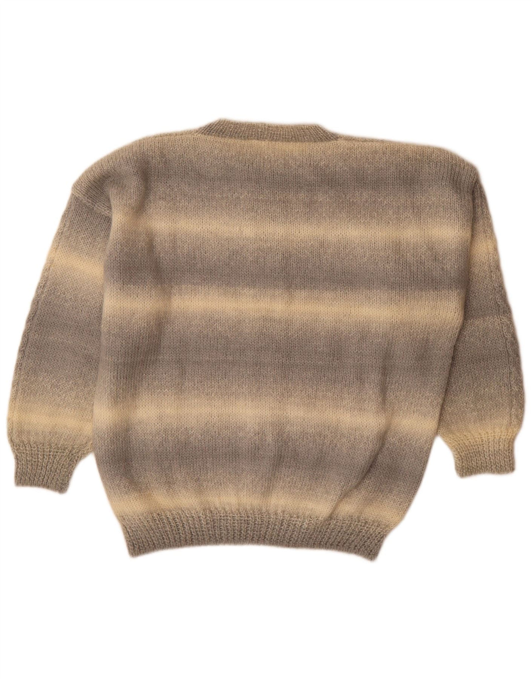 Vintage herre rund hals sweater stor grå stribet