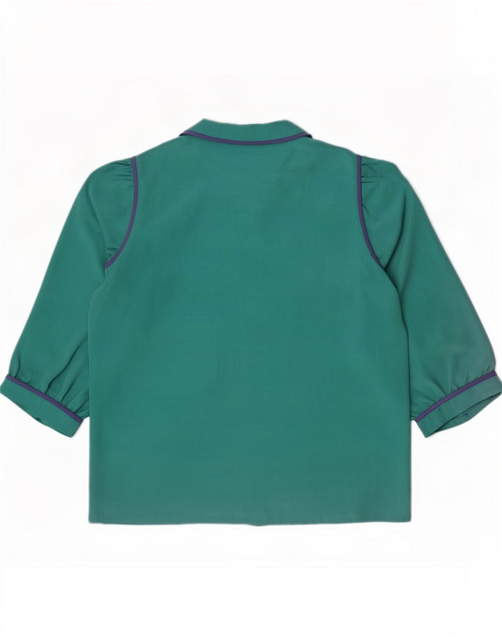 Ralph Dame 3/4-ærmet skjortebluse IT 42 Medium Turkis Polyester