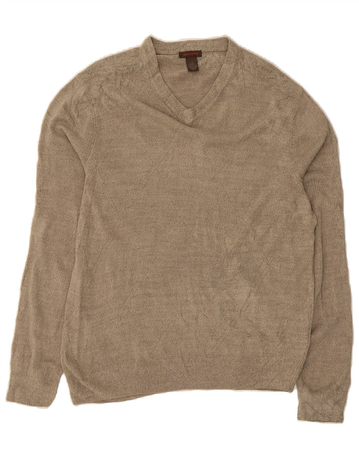 DOCKERS Mens V-Neck Jumper Sweater Large Beige Acrylic Vintage Dockers and Second-Hand Dockers from Messina Hembry 