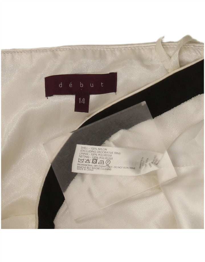Debut Dame Stropløs Kjole UK 14 Medium White Floral Nylon