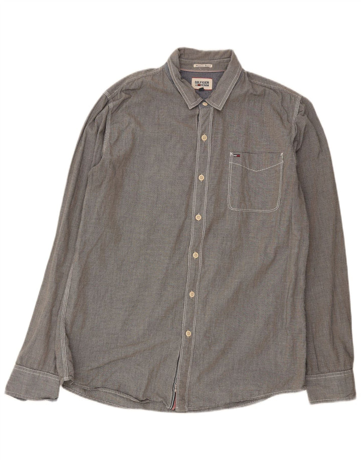 Tommy Hilfiger Herreskjorte XL Marineblå Houndstooth Bomuld