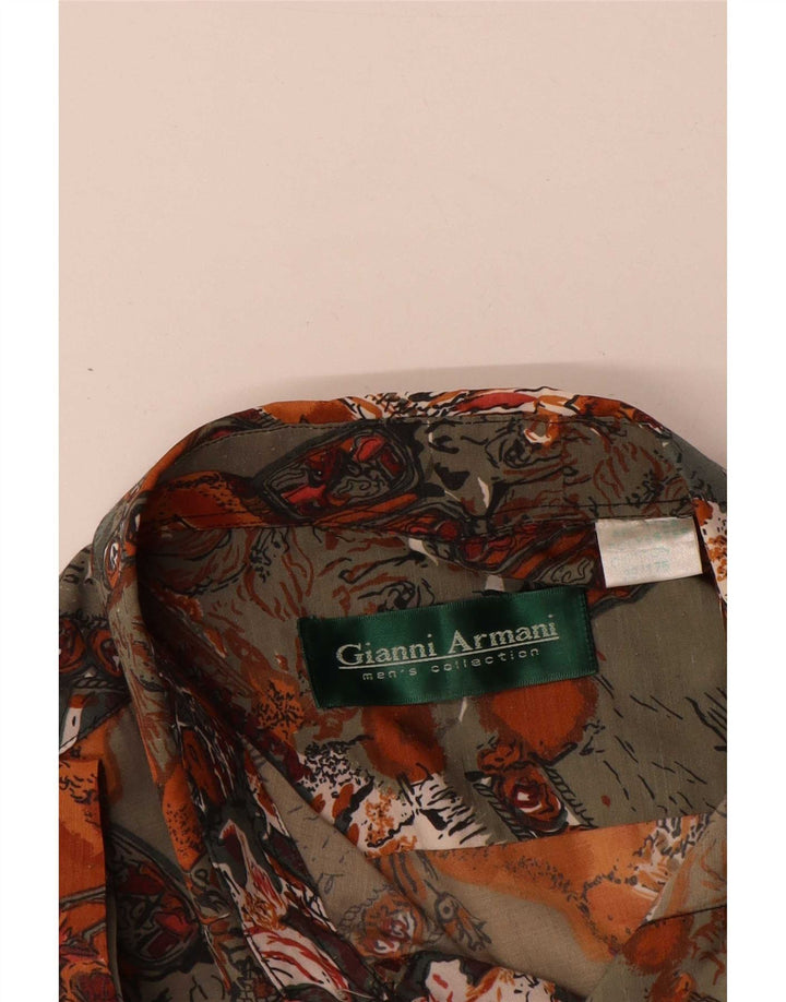 Vintage herre abstrakt mønster skjorte størrelse 39 Medium Flerfarvet
