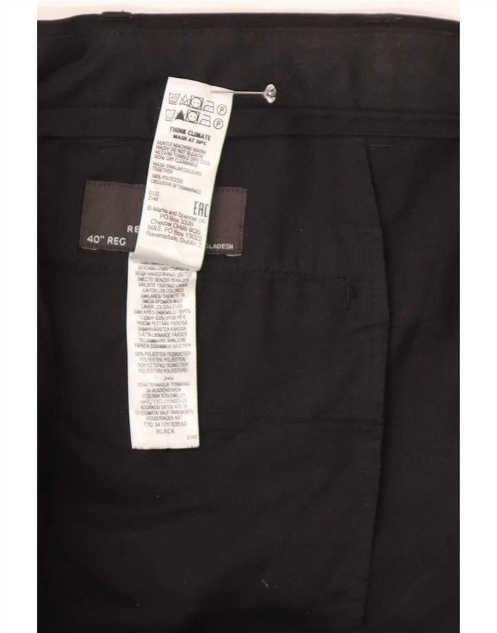 Marks & Spencer Herre Lige Regular Fit Suit Bukser W40 L30 Sort
