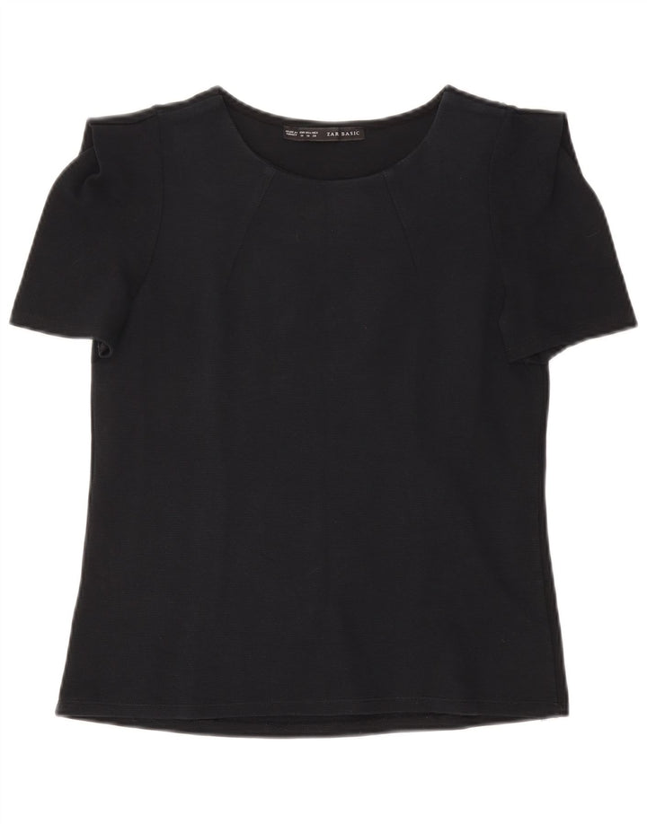ZARA Dame Bluse Top UK 12 Medium Navy Blue
