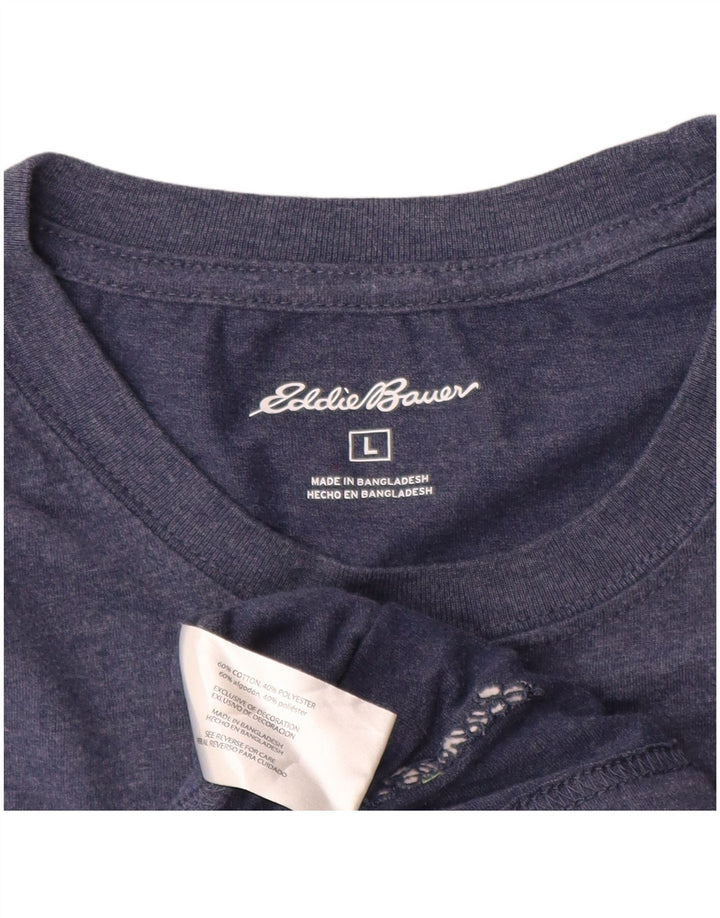 Eddie Bauer Herre Top Langærmet Stor Blå Bomuld