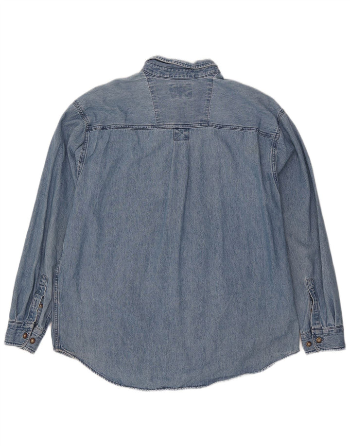 Wrangler denimskjorte til mænd, stor blå bomuld