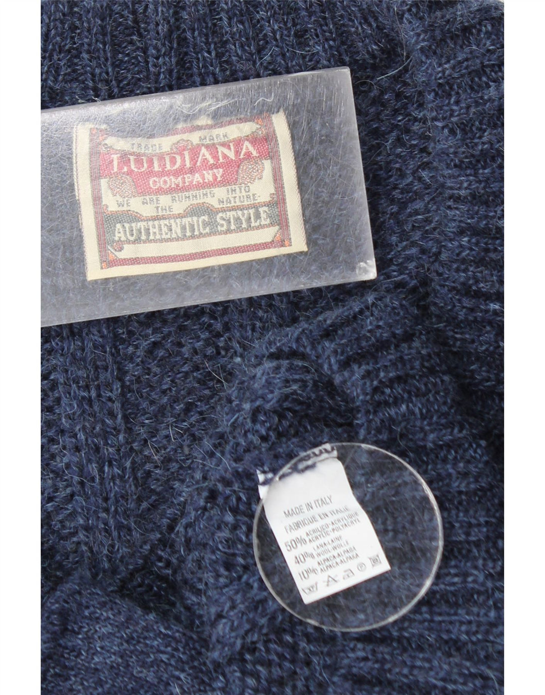 Vintage herre cardigan sweater Medium marineblå akryl