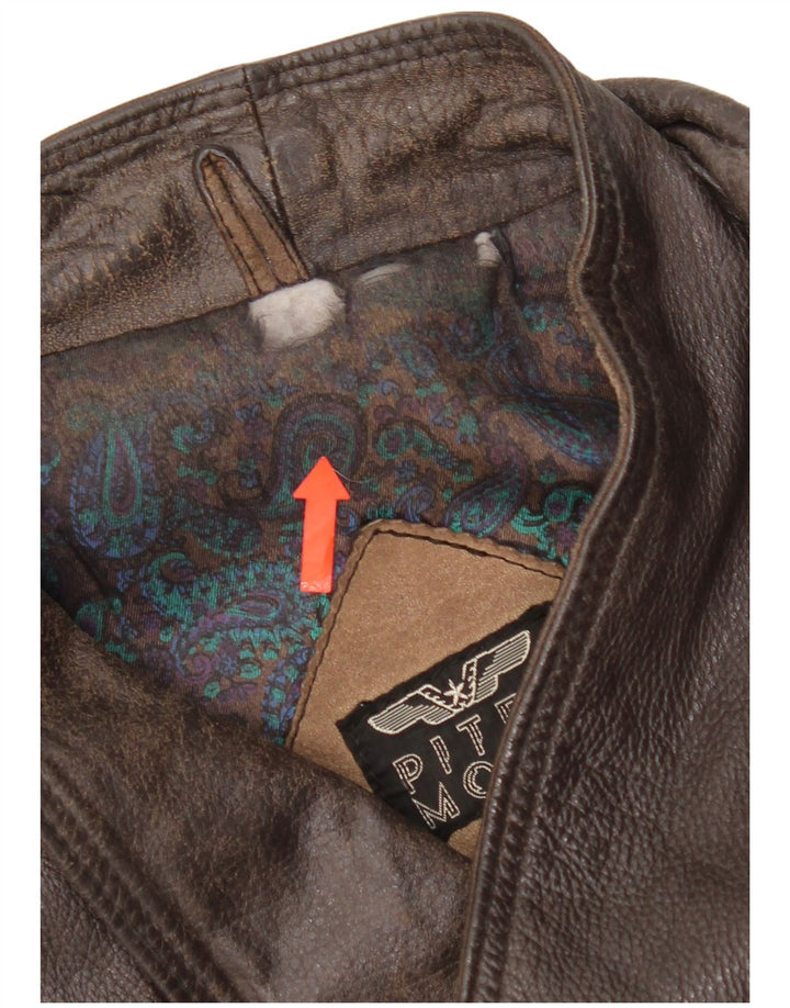 Vintage Womens Crop Oversized læderjakke IT 52 2XL Brunt læder