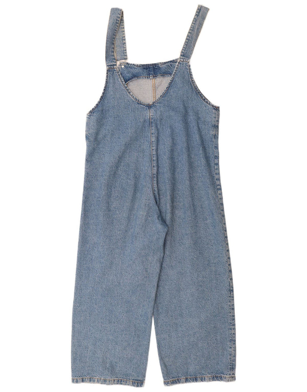 Zara Dame Denim Jumpsuit UK 12 Medium Blue Cotton
