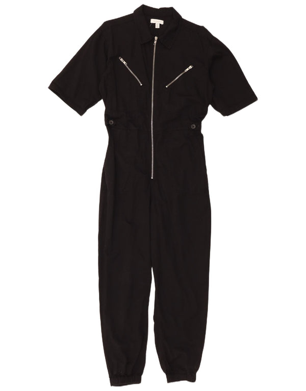 Topshop Dame Kortærmet Jumpsuit UK 12 Medium Sort Bomuld