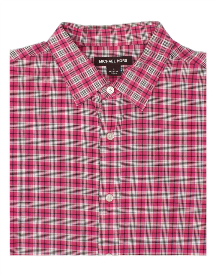 MICHAEL KORS Mens Shirt Large Pink Check Cotton Vintage Michael Kors and Second-Hand Michael Kors from Messina Hembry 