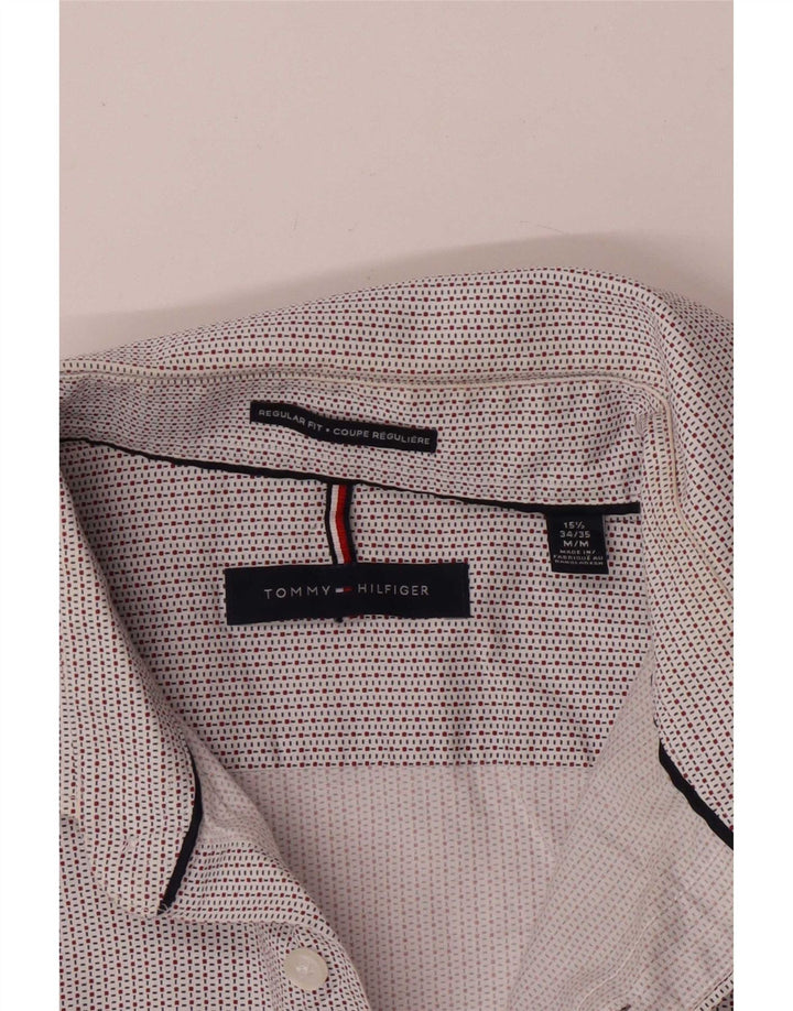 Tommy Hilfiger Herre Regular Fit skjorte størrelse 15 1/2 Medium hvid ternet bomuld