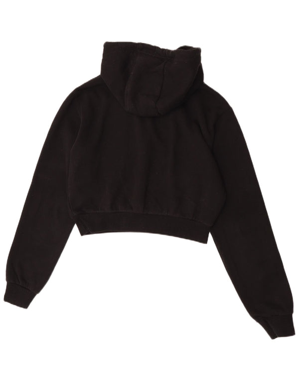 Ellesse Womens Crop Hoodie Jumper UK 10 Small Black Bomuld
