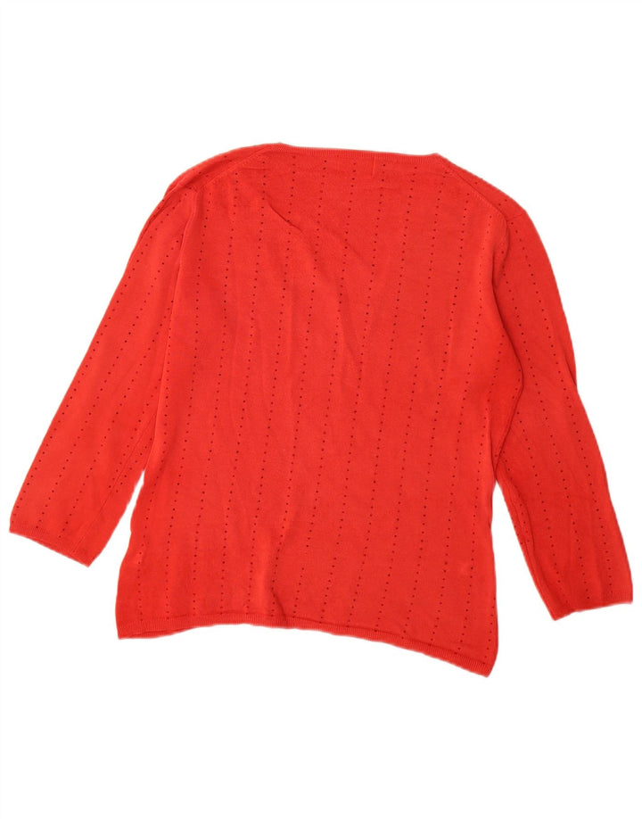 Iceberg Dame 3/4-ærmet V-hals sweater IT 43 Medium Rød Silke