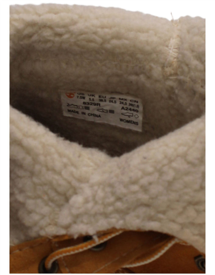 Timberland Dame Læder Shearling Style Støvler UK Størrelse 5,5 Brunt Læder