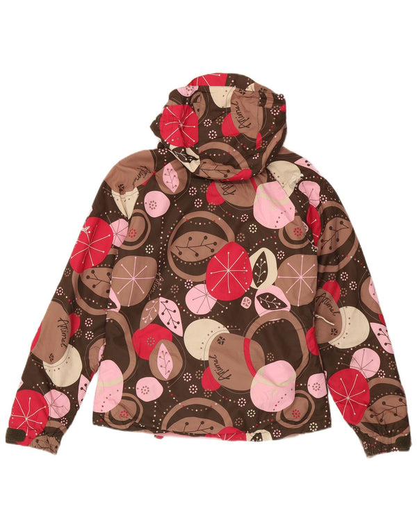 Animal Womens Hooded Windbreaker Jacket UK 8 Small Brown Geometric