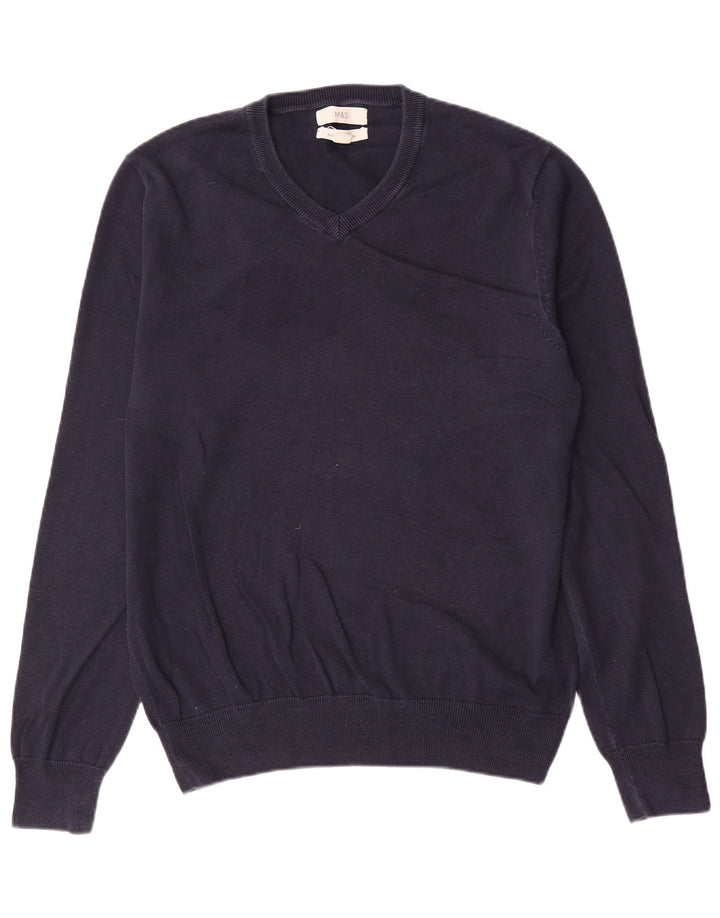 Marks & Spencer Herre V-hals sweater Medium marineblå bomuld