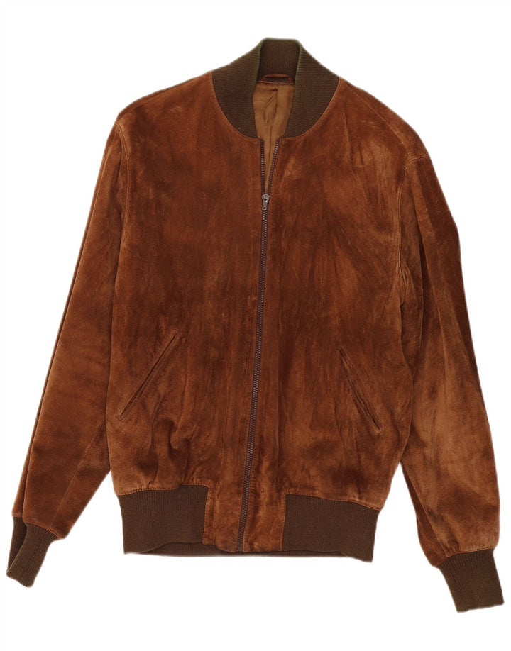 Vintage herre ruskind bomberjakke IT 54 2XL Beige