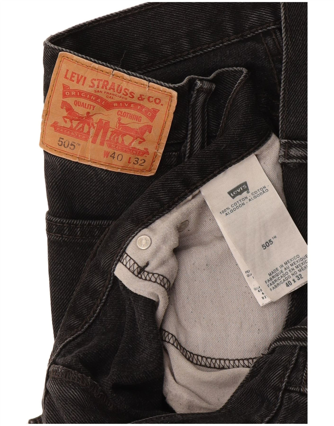 Levi's Herre 505 Straight Jeans W40 L32 Sort Bomuld