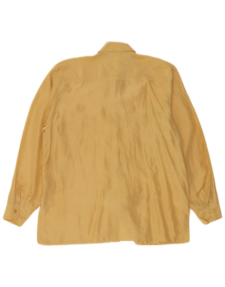 LINEAV Oversized skjortebluse til kvinder EU 40 Medium Gul Silke