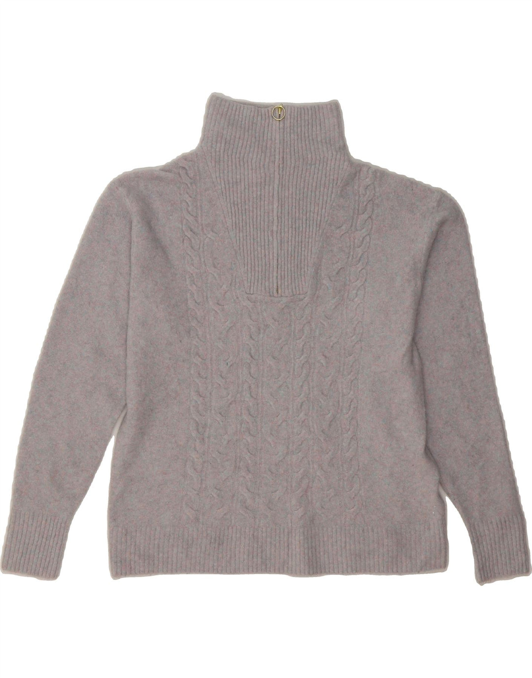 J. CREW Womens Zip Neck Jumper Sweater UK 14 Medium Grey Flecked Acrylic Vintage J. Crew and Second-Hand J. Crew from Messina Hembry 