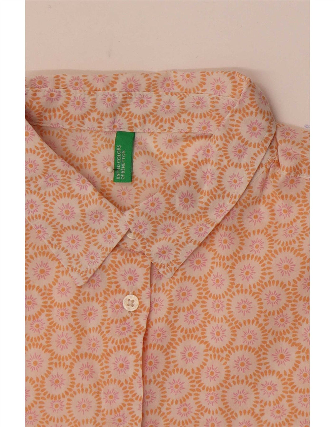 Benetton Dameskjorte UK 12 Medium Orange Floral