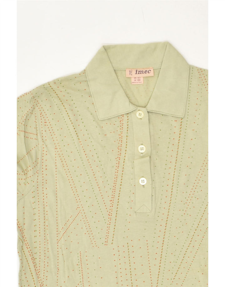 VINTAGE Womens Polo Shirt EU 38 Medium Khaki Spotted Cotton Vintage Vintage and Second-Hand Vintage from Messina Hembry 