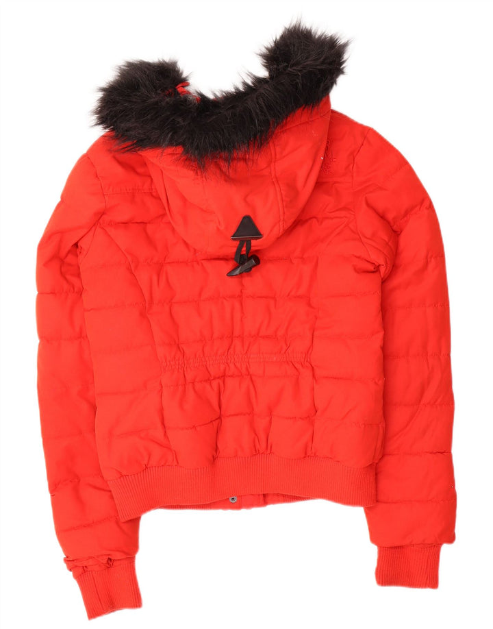Superdry Polstret hættejakke til kvinder UK 10 Lille rød polyester