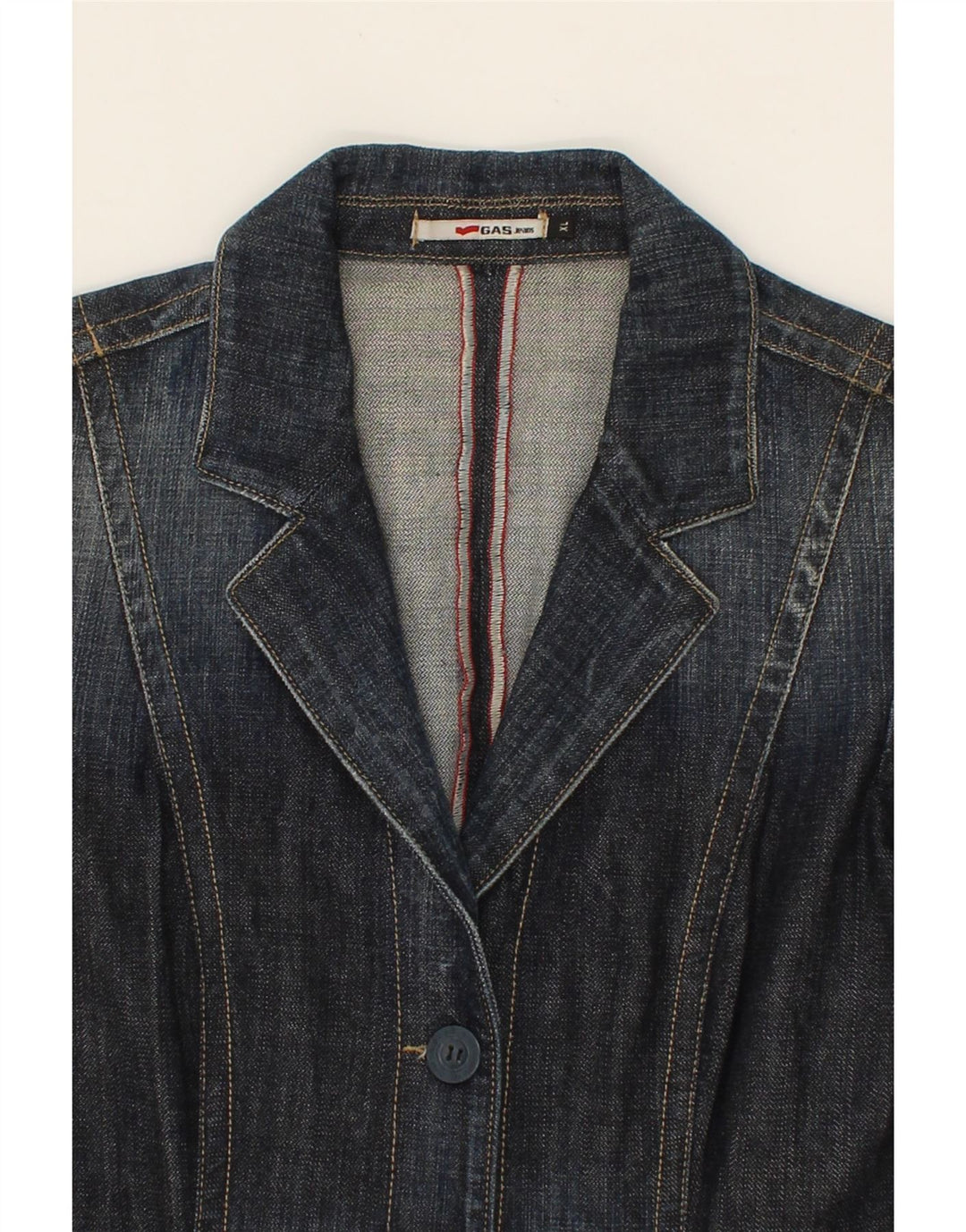 GAS Womens Denim Jacket UK 18 XL Navy Blue Cotton Vintage Gas and Second-Hand Gas from Messina Hembry 