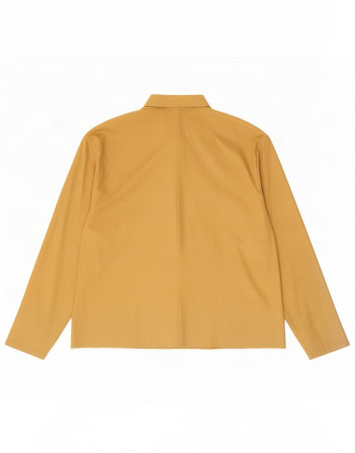Vintage Dame Oversized Skjorte Bluse UK 14 Medium Yellow Viscose