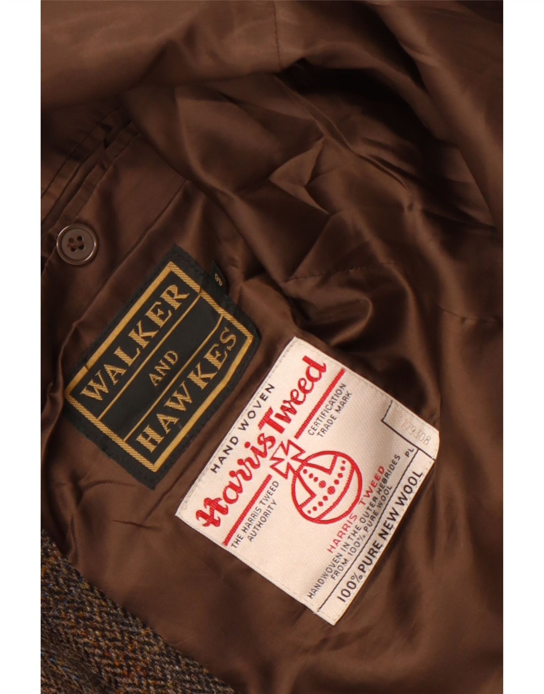 Walker and Hawkes Herre Harris Tweed Blazer Jacket IT 46 3XL Brun