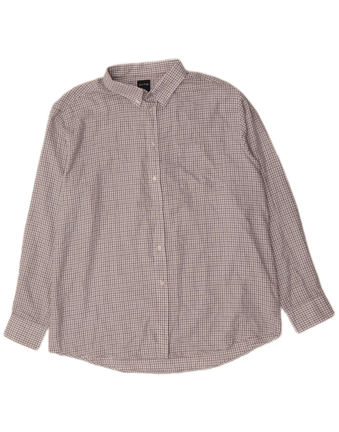James Pringle herreskjorte XL hvid ternet polyester