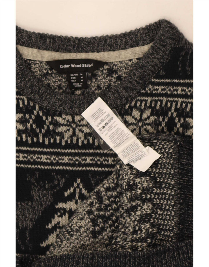 Cedarwood State Herre Crew Neck sweater Medium Grey Fair Isle