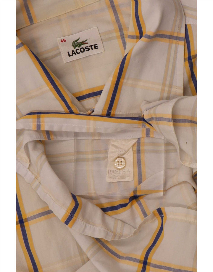 Lacoste Kortærmet Herreskjorte Størrelse 46 2XL Hvid Ternet Bomuld