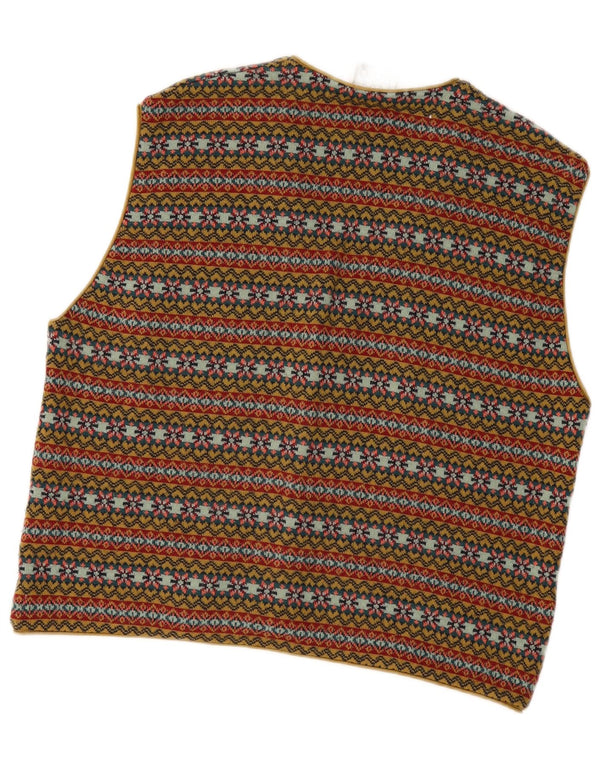 Vintage herre ærmeløs cardigan sweater Medium Flerfarvet Fair Isle